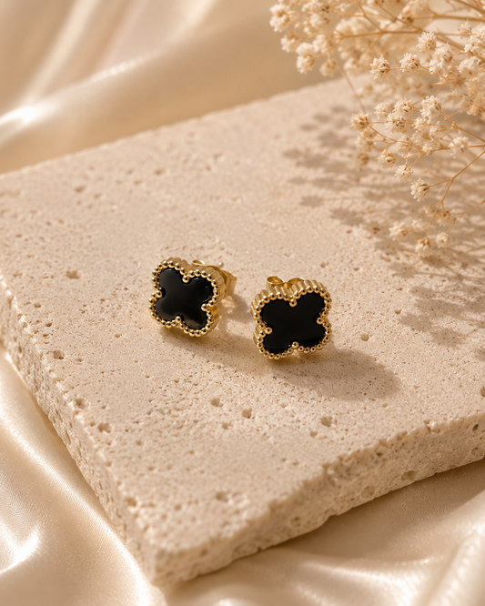 Noir Clover Studs